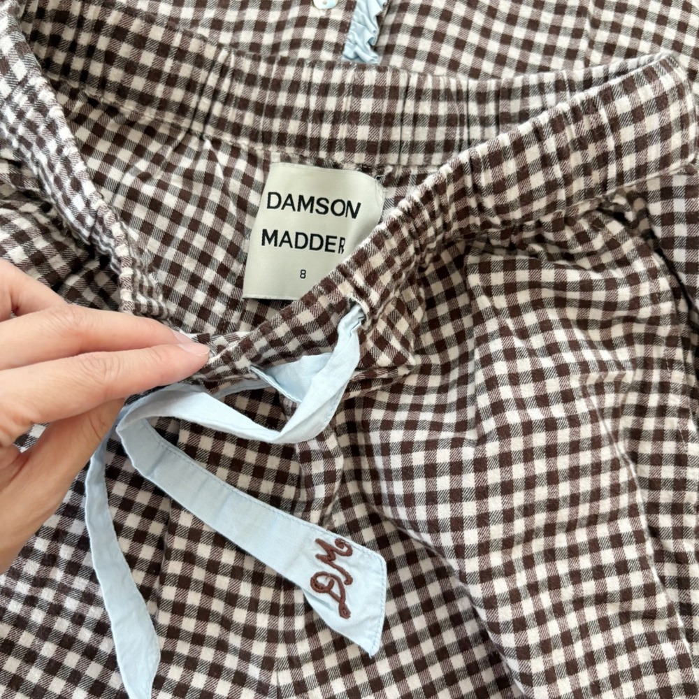 Damson Madder Antonia Organic Cotton Gingham Pyjamas Set Sz UK 8= US 4 - Picture 10 of 12